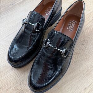 Franco Sarto Glossy Black Slip-On Loafers